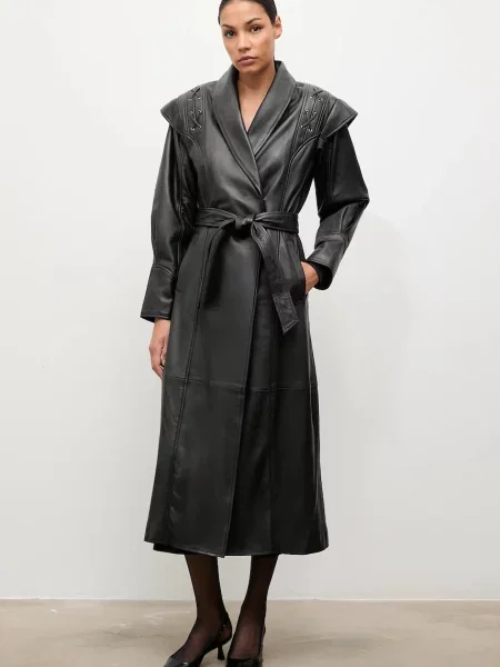 Answear.LAB palton de piele negru