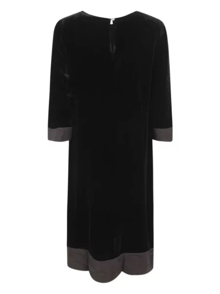 Rochie Bianco Levrin de catifea cu mâneci trei sferturi de costum negru
