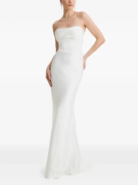 Rochie maxi Framboise drapată fără bretele alb