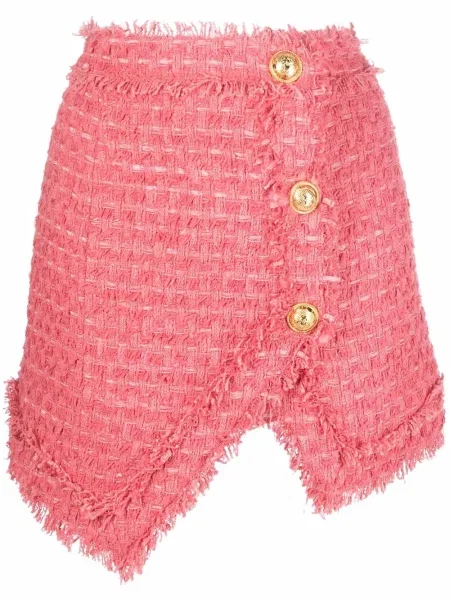 Spódnica mini Balmain tweedowa różowa
