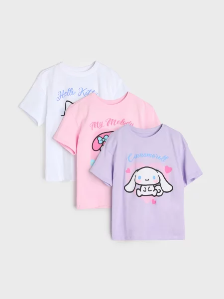 Sinsay trička 3 pack Hello Kitty bílá