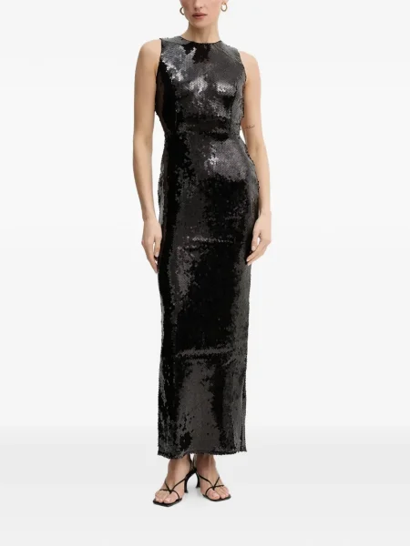 Rochie Bardot cu paiete cu spatele deschis de costum negru