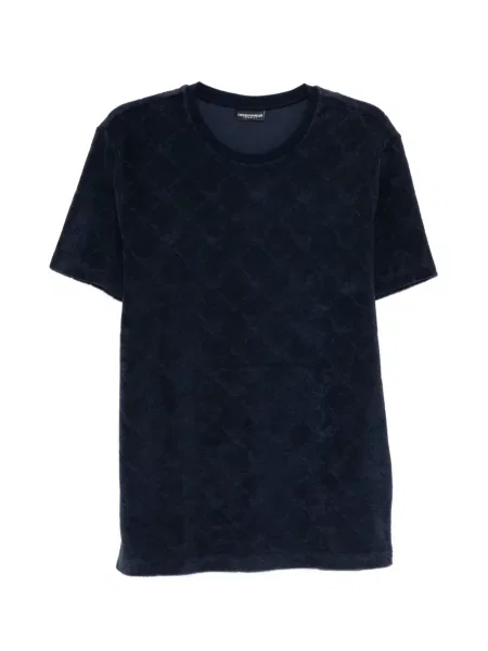 Tricou Emporio Armani din jacard cu autograf albastru