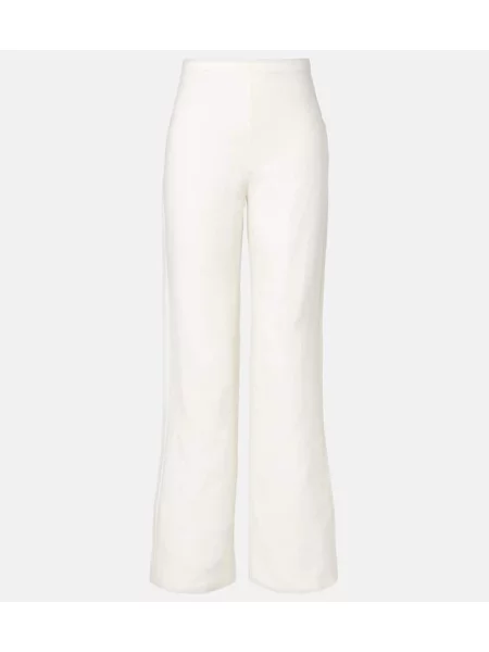 Ľanové nohavice Faithfull s vysokým pásom biela