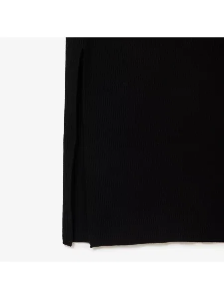 Lacoste Sukienka Polo Z Dzianiny Prążkowanej Długa Bezszwowa czarna