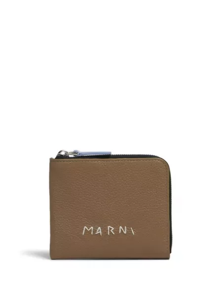 Portofel Marni cu broderie din piele maro