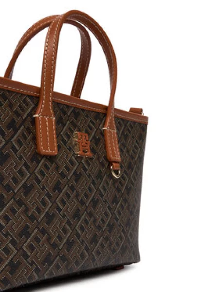 TOMMY HILFIGER Ručna torbica bež / smeđa crna