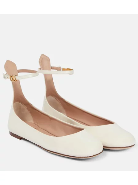 Balerini Valentino Garavani din piele de lac alb