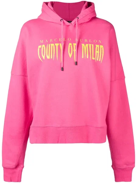 Hanorac cu glugă County Of Milan cu imagine roz