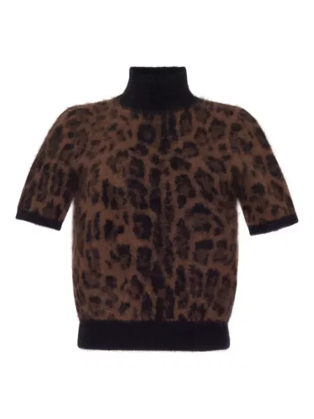 Pulover Adam Lippes cu imagine cu model leopard maro
