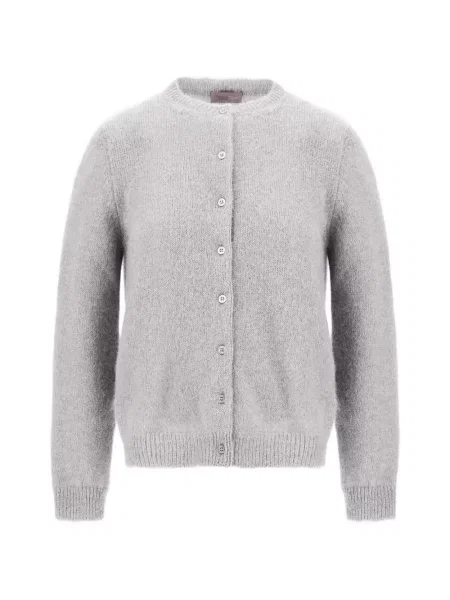 Lung cardigan Herno cu decolteu rotund gri