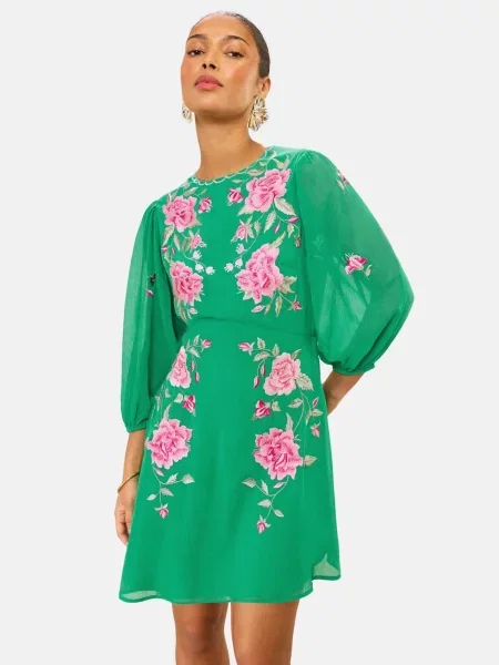 Love & roses Rochie oliv / iarbă / magenta verde