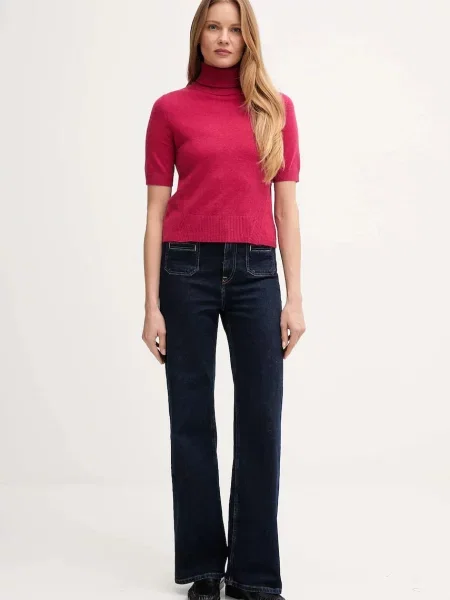 Дитячий светр з додаванням вовни United Colors of Benetton легкий гольф рожевий