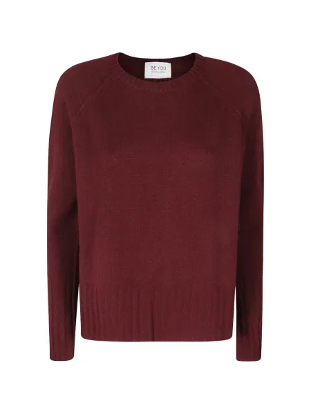 Sweter Beyou z okrągłym dekoltem czerwony