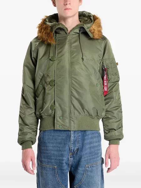Geacă Alpha Industries cu glugă verde