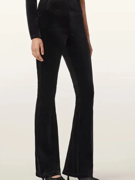 AllSaints pantaloni de catifea high waist negru