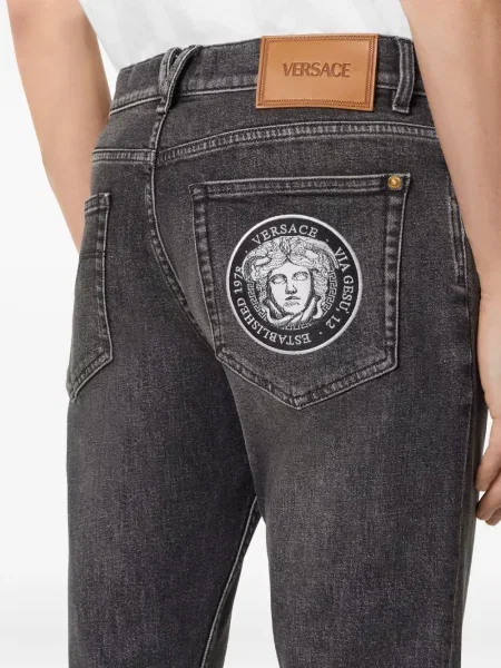 Дънки Versace бродирани сиво