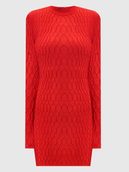 Сукня міні з фактурним візерунком Balmain червона