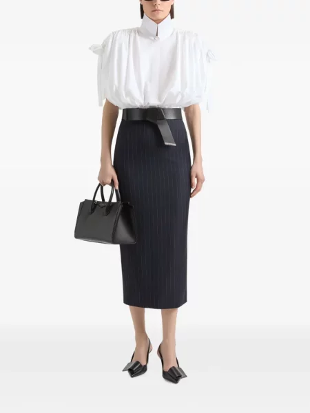 Fustă midi Givenchy de lână cu dungi albastru