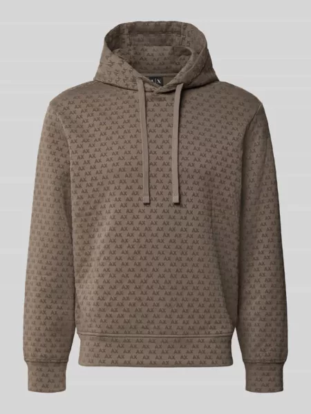 Bluza z kapturem o kroju regular fit z mieszanki bawełny Armani Exchange beżowa