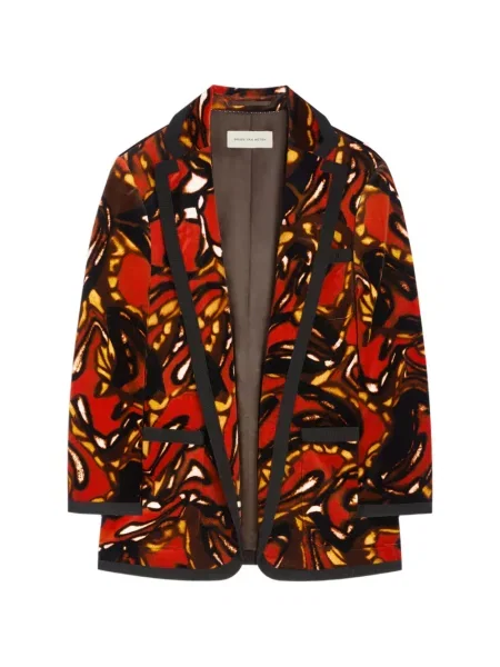 Sacou Dries Van Noten de catifea roșu