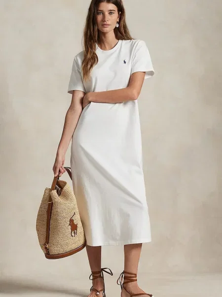 Šaty Polo Ralph Lauren midi bílá