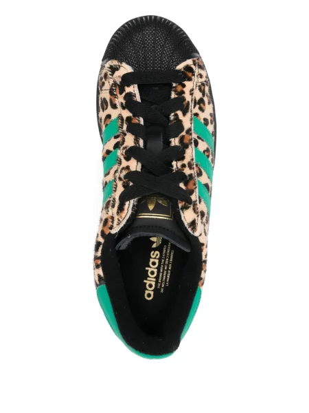 Pantaloni Adidas cu model leopard din jerseu roșu