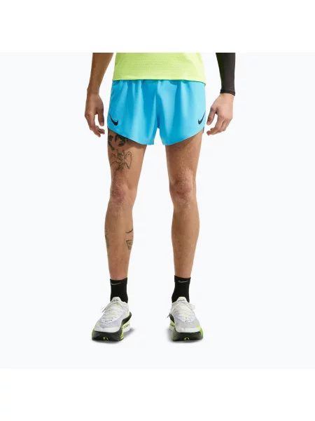 Pantaloni scurți de alergare pentru bărbați Nike AeroSwift light current blue/black negru