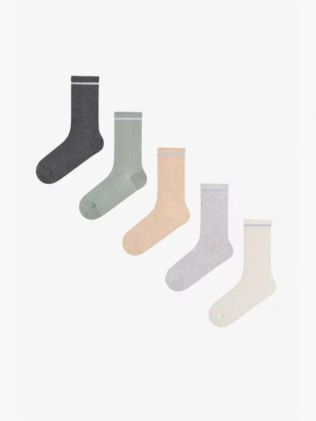 Penti Ponožky PENTI Glänzende Nature Gestreifte Baumwoll-Socken mit Glitzer Paar' béžová