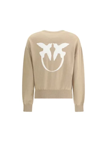 Sweter Pinko z kaszmiru z logo beżowy