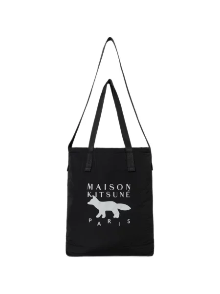 Geantă Maison Kitsune cu imagine negru
