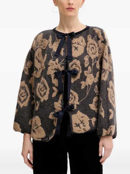 Cardigan Liviana Conti cu model floral gri