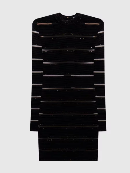 Платье мини Balmain с пайетками черное