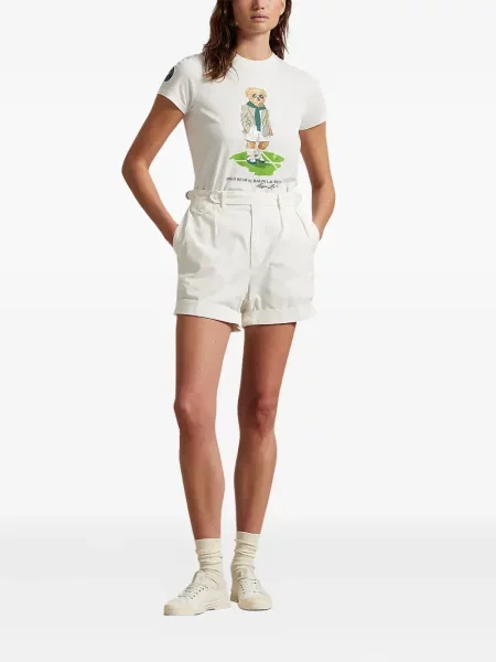 Tricou Polo Ralph Lauren cu broderie de costum cu dungi alb
