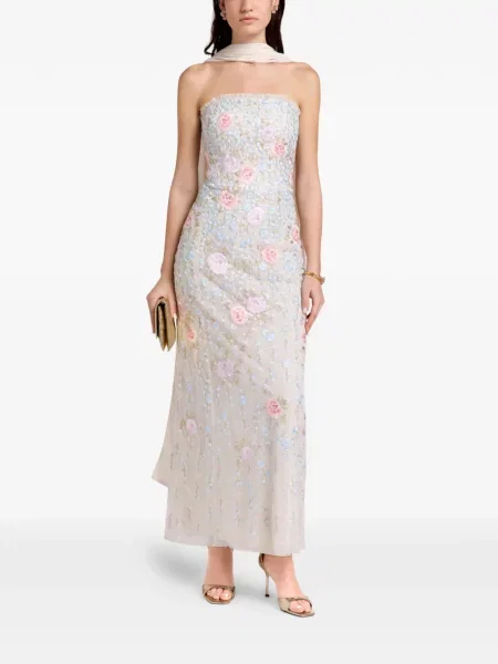 Sukienka midi Needle & Thread w kwiatki do kolan bez ramiączek