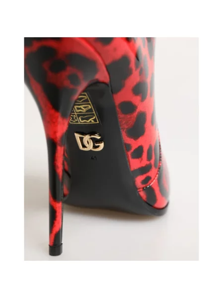 Buty do kostki Dolce And Gabbana skórzane czerwone