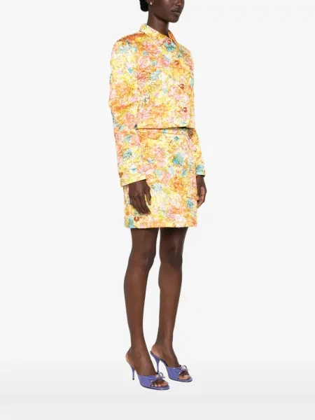 Decupat geacă Versace cu model floral cu imagine galben