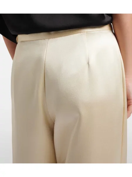 Pantaloni The Row din satin alb
