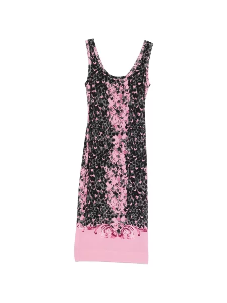 Sukienka jeansowa Versace Jeans Couture z nadrukiem do kolan garniturowa różowa