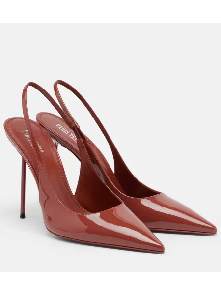 Pantofi cu toc Paris Texas din piele de lac slingback roz