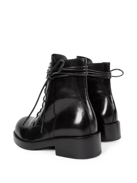 Botine Ann Demeulemeester cu șireturi din piele negru