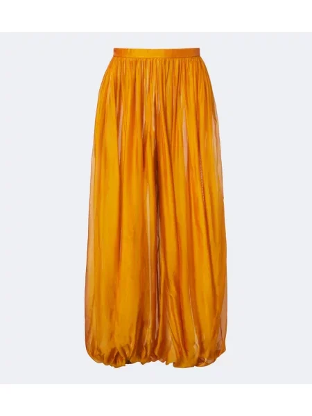 Pantaloni Retrofete din șifon portocaliu