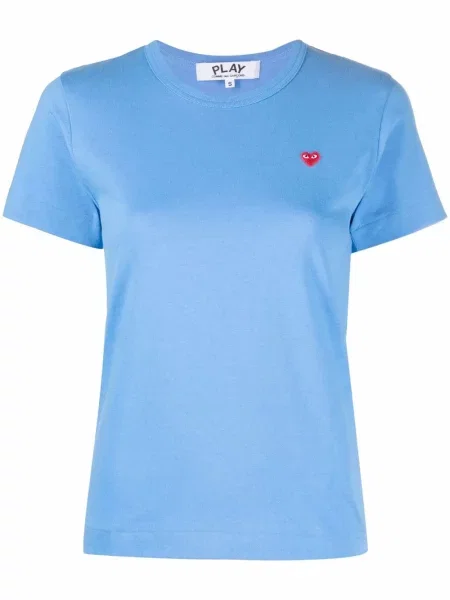 Tricou Comme Des Garcons Play cu broderie albastru