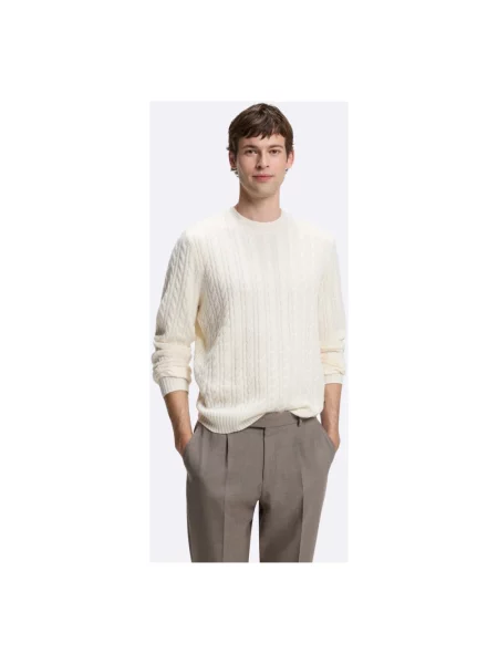 Sweter Boss wełniany biały