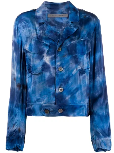 Tie dye kurtka Raquel Allegra z nadrukiem wiązana niebieska