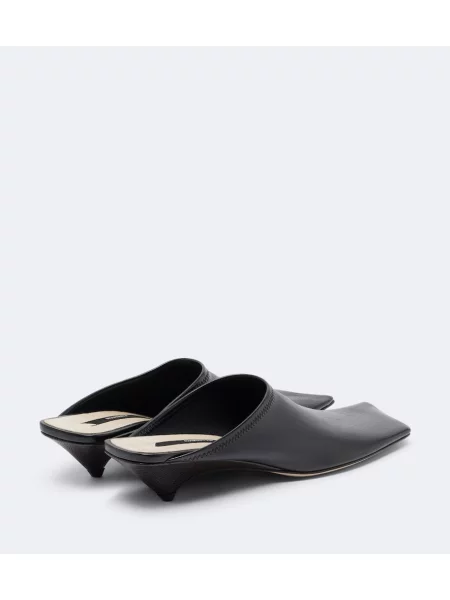 Papuci tip mules Christen din piele negru