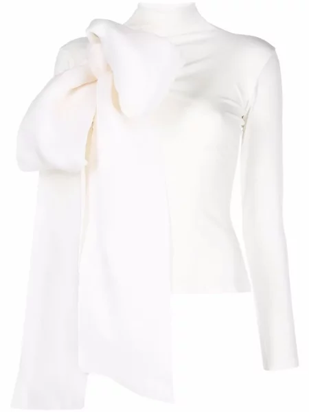 Top Atu Body Couture cu funde alb