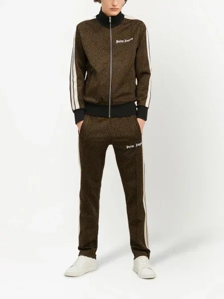 Raštuotas bėgimas striukė Palm Angels leopardinis