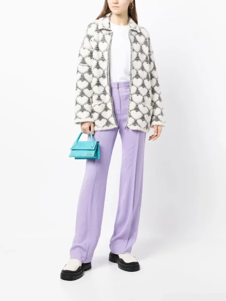 Cardigan Marco Rambaldi tricotate cu imagine cu motiv cu inimi alb