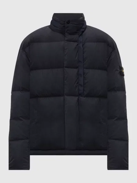 Пуховик з патчем логотипа Stone Island синій